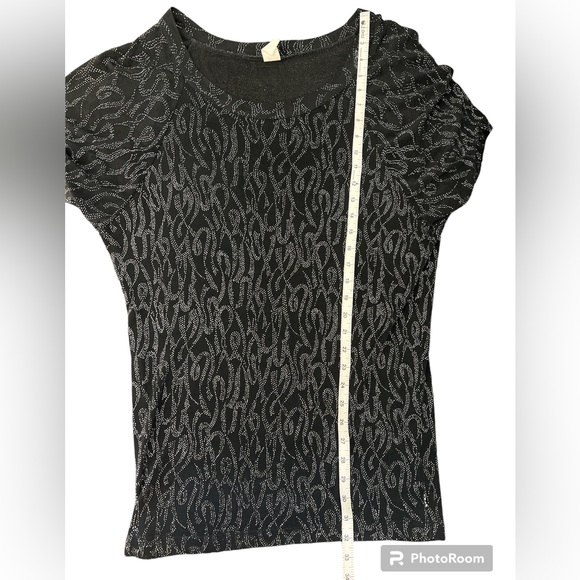 YMLA BLACK W/ SILVER SPECS MINI DRESS  SZ XL VINTAGE ACETATE MIX - Picture 4 of 8